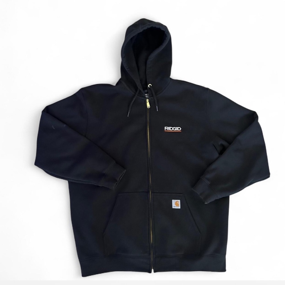 Carhartt Black Full-Zip Hoodie with Ridgid Power tool Logo Men’s Size XL